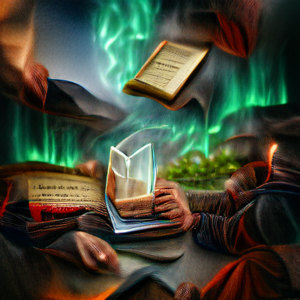 Image by StarryAI, prompt by Carol Van Natta. Abstract art of magical books