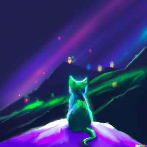 glowing cat illustration by DALL-E - fun with AI art