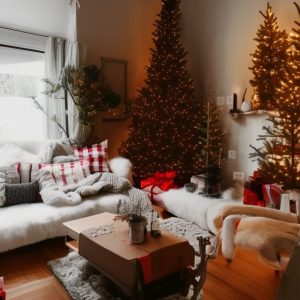 Photo of a cozy holiday scene at home, generated by NightCafe