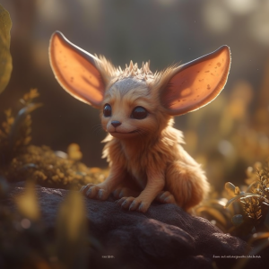 photorealistic illustration of a cute baby fantasy animal, generated by MidJourney