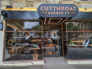 Photo of the front of the Cutthroat Barber Co. business in Melbourne, Australia. 