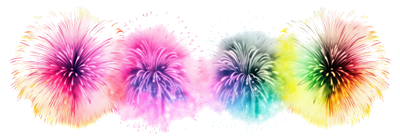 Illustration of four glitter puff balls, generated by MidJourney